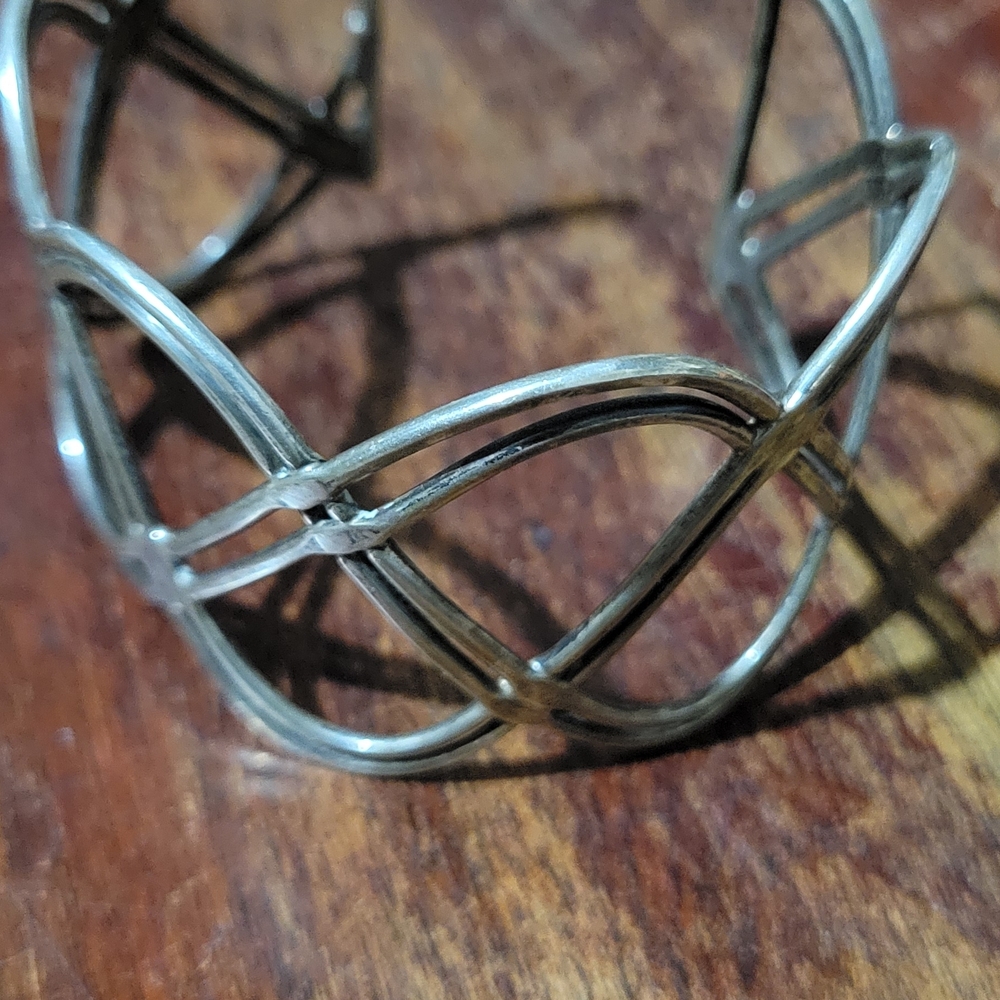 Sterling Silver Geometric Cuff Bracelet by R&G